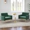 Modern Velvet Accent Chair with Button Tufted Back Golden Metal Legs and Adjustable Foot Pads